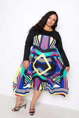 buxom couture curvy women plus size print t-shirt dress black