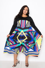 buxom couture curvy women plus size print t-shirt dress black