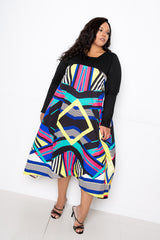 buxom couture curvy women plus size print t-shirt dress black