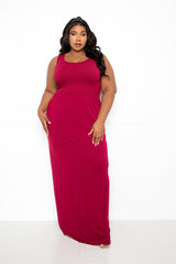 buxom couture curvy women plus size seamless tank dress burgundy red
