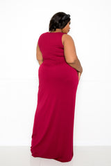 buxom couture curvy women plus size seamless tank dress burgundy red