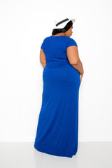 buxom couture curvy women plus size seamless modal premium quality maxi dress scooped neck royal blue