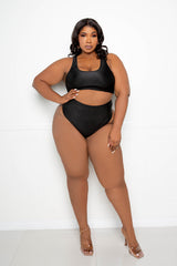 buxom couture curvy women plus size everyday basic swimsuit black