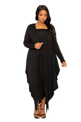 Buxom Couture Curvy Women Plus Size Cascade Bubble Hem Cardigan Black