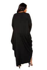 Buxom Couture Curvy Women Plus Size Cascade Bubble Hem Cardigan Black