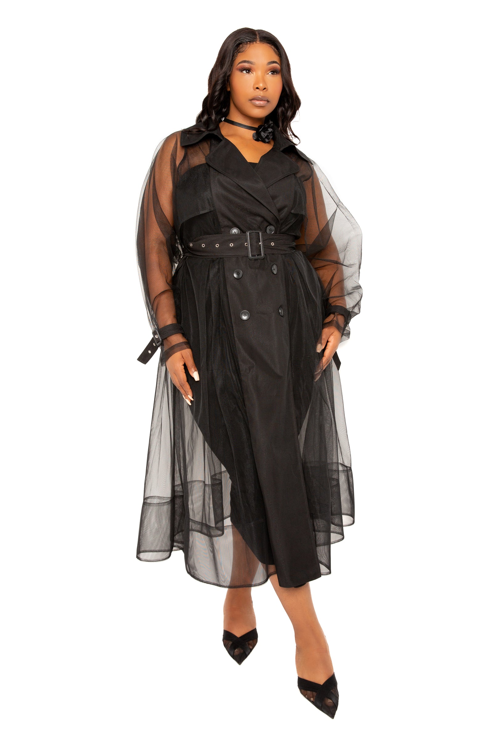 Tulle Trench Coat with Belt – Buxom Couture 