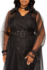 Tulle Trench Coat with Belt