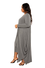 Buxom Couture Curvy Women Plus Size Cascade Bubbled Hem Cardigan Charcoal Gray