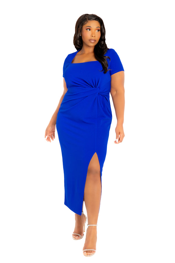 Gathered Waist Midi Dress