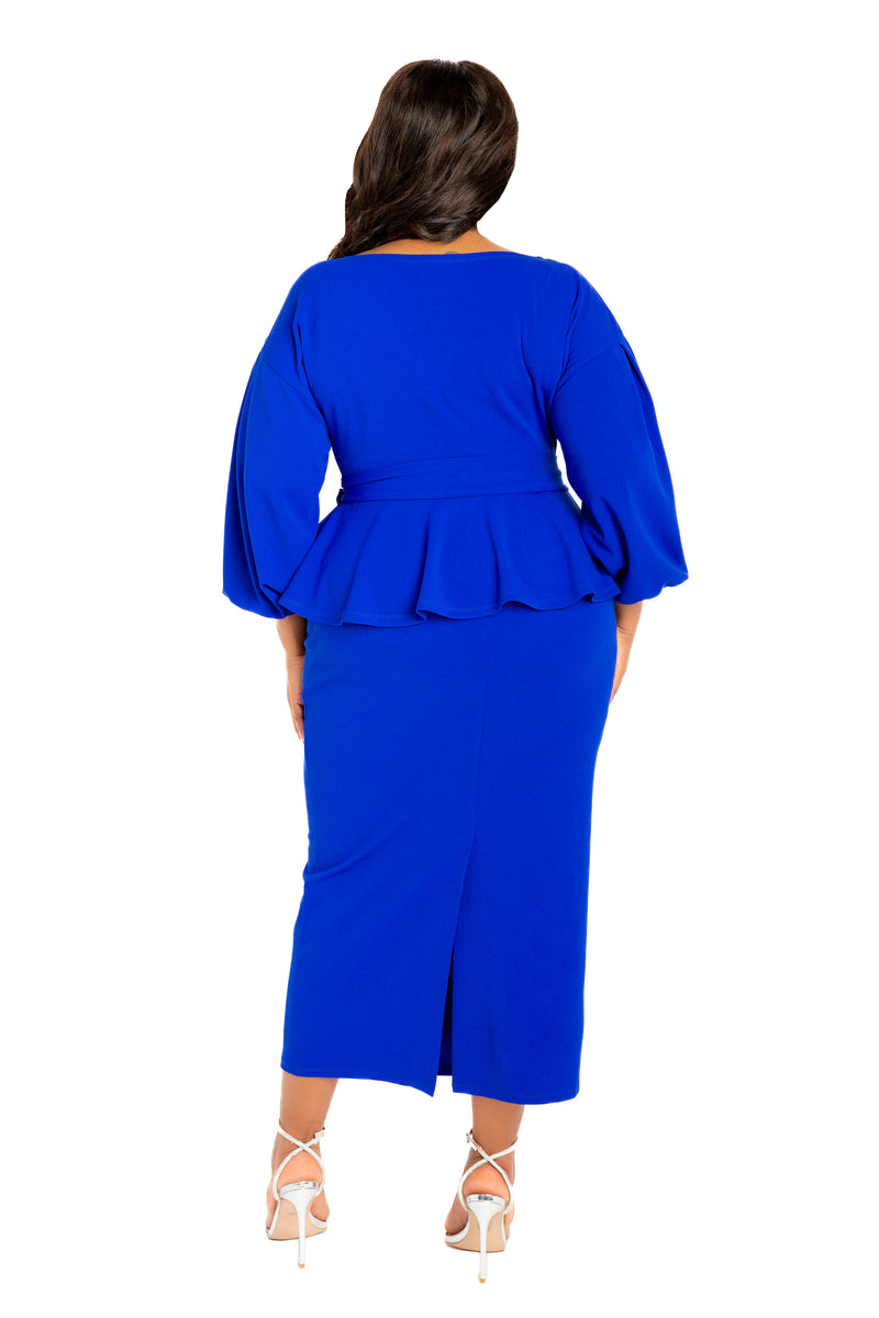 off shoulder peplum midi dress Off Shoulder Peplum Midi Dress ZAY