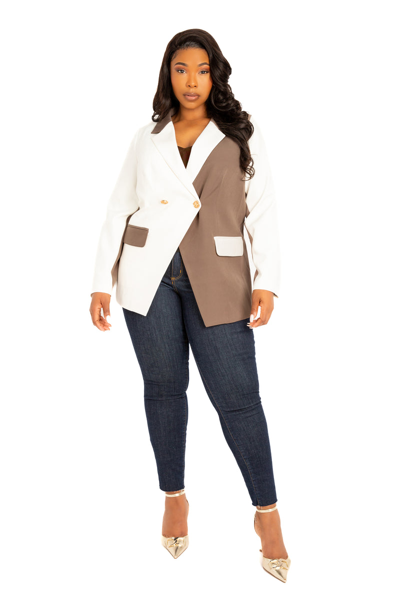 Contrast Double Breasted Blazer