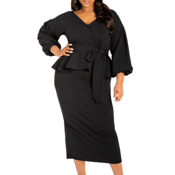 Off Shoulder Peplum Midi Dress 1X Off Shoulder Peplum Midi Dress 1X