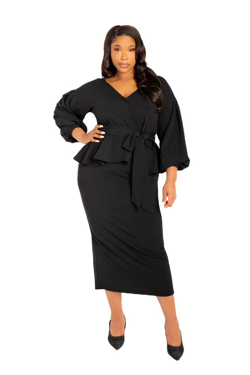 peplum black dress plus size Yours Women's Plus Size Black Peplum Midi Dress Size 30-32