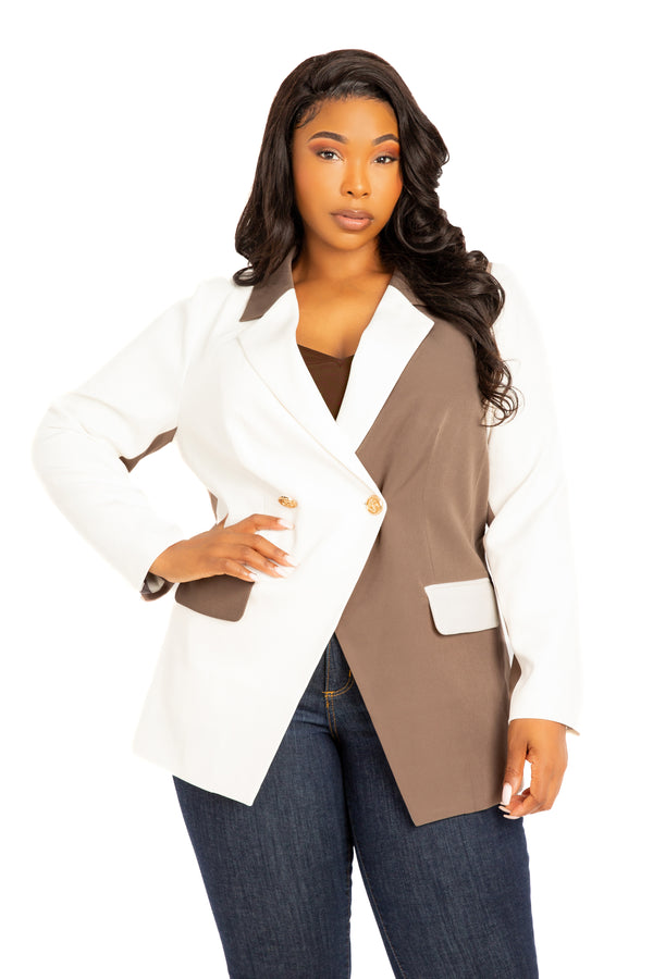 Contrast Double Breasted Blazer