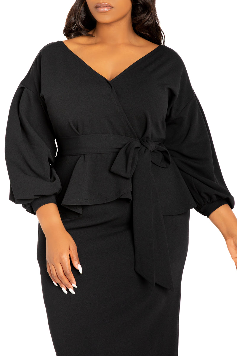 off the shoulder peplum dress Terani - 261C6524