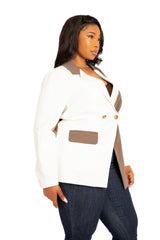Contrast Double Breasted Blazer