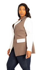 Contrast Double Breasted Blazer