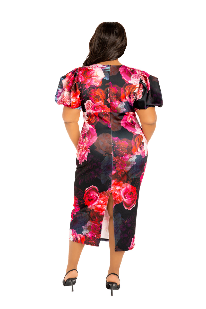 Floral Scuba Midi Dress 3X Floral Scuba Midi Dress 3X