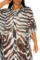 Print Shirtdress Coverup