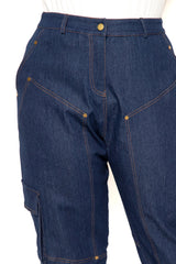 Buxom Couture Curvy Plus Size Denim Carpenter Jogger Pants