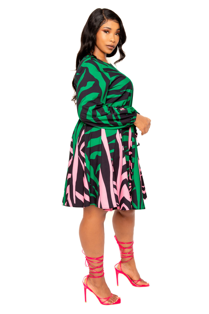 Contrast Print Flare Mini Dress Buxom Couture Contrast Print Flare Mini Dress Buxom Couture