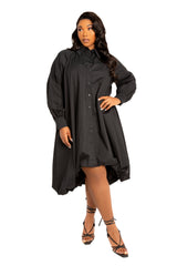 Bubble Hem High Low Shirt Dress