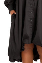 Bubble Hem High Low Shirt Dress