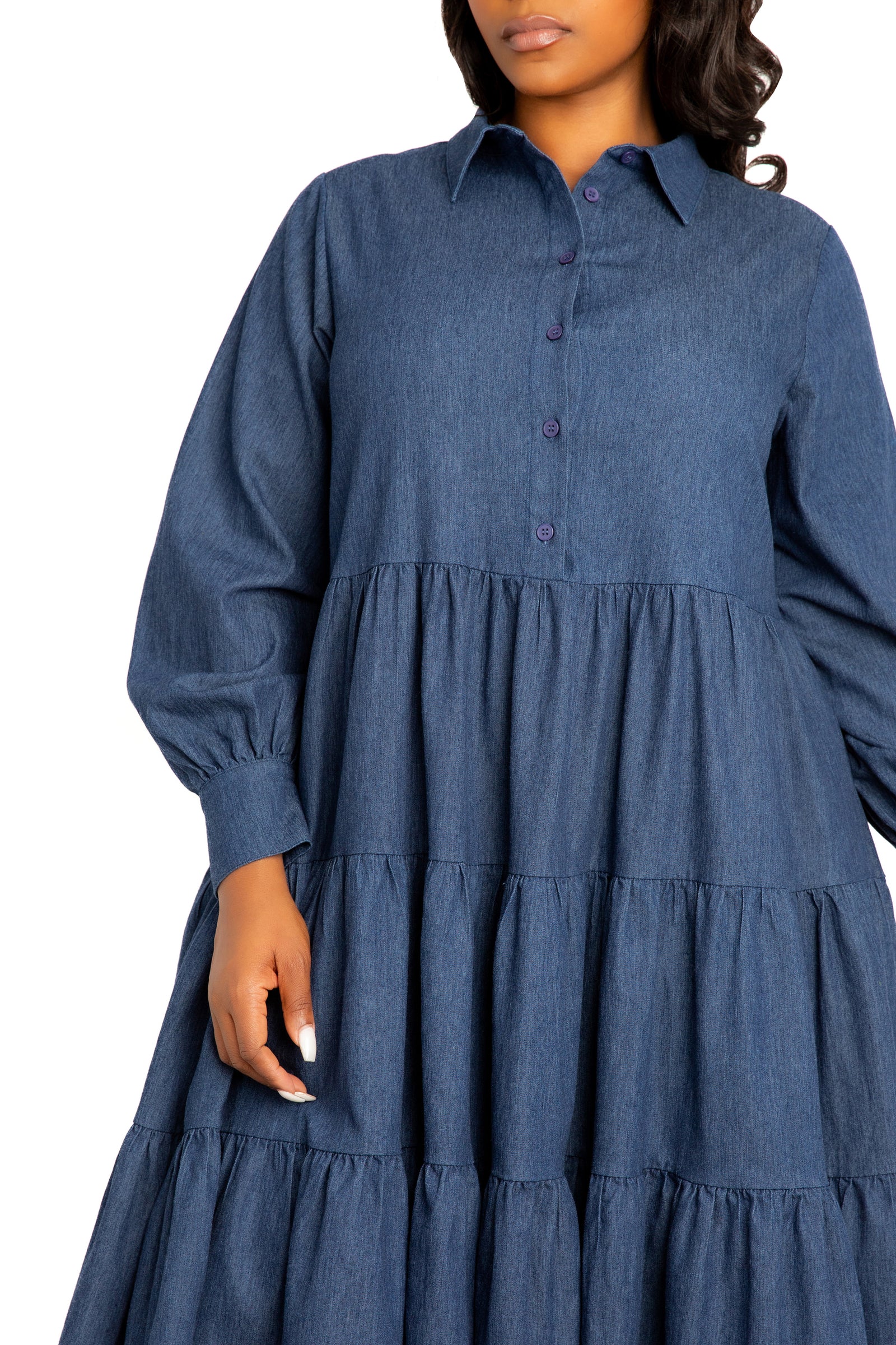 long denim shirt dress with sleeves FRANK AND EILEEN