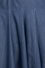 Buxom Couture Curvy Women Plus Size Sleeveless Denim Shirtdress with Contrasting Stitching Denim Blue