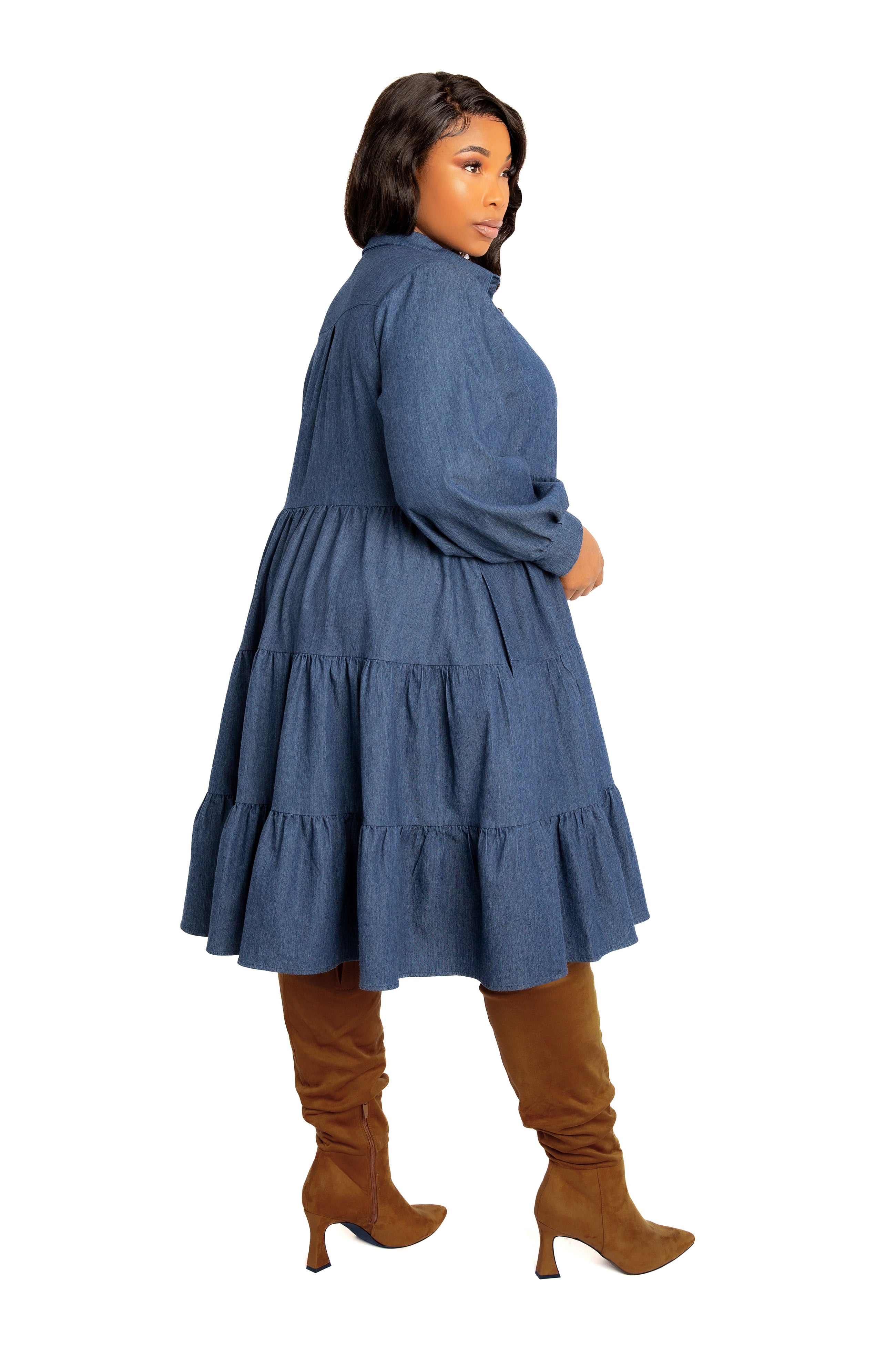 denim long sleeve dress Buxom Couture Plus Size Tiered Shirt IKEA HACK–BECKETT'S DRESSER This long Providence Hall Dress style:DRESS + MATCHING VEIL