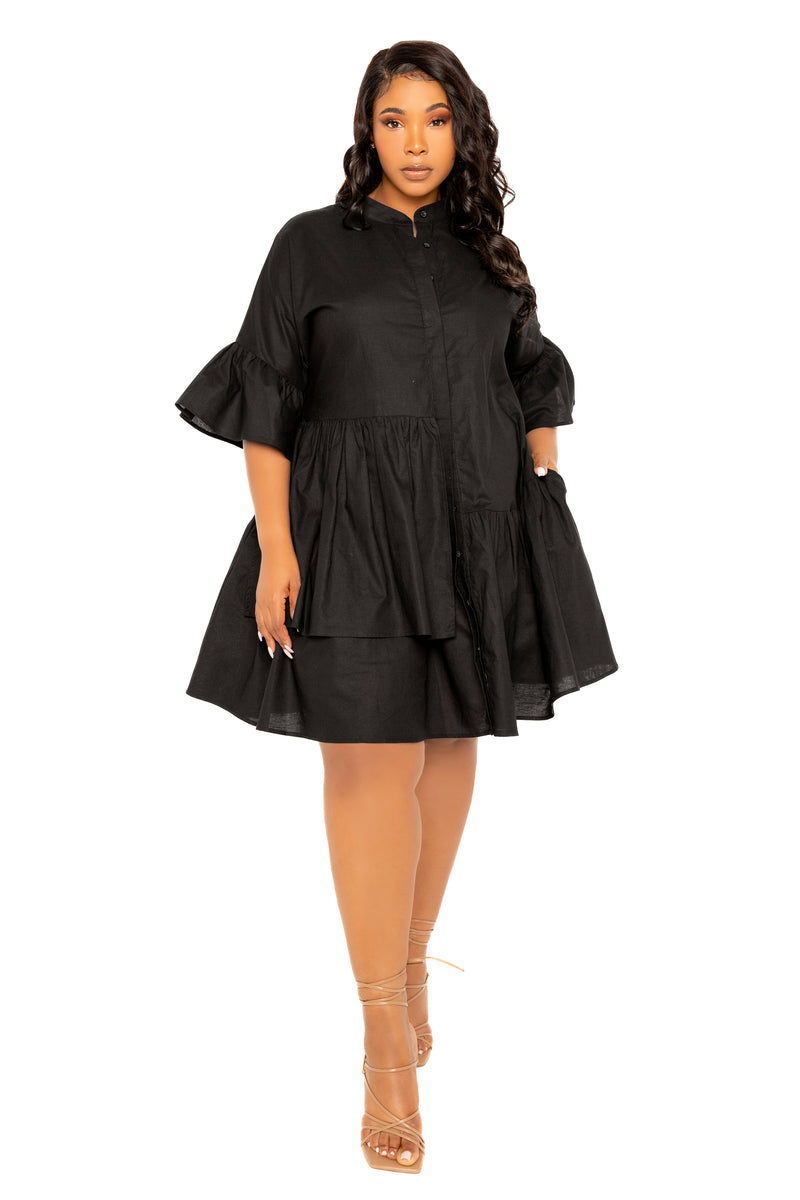 Linen Flutter Mini Dress Buxom Couture Linen Flutter Mini Dress Buxom Couture