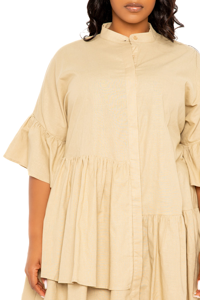 Linen Flutter Mini Dress