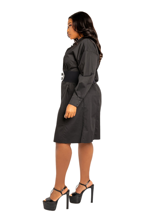Cinch Waist Belt Shirt Dress