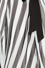 Buxom Couture Curvy Women Plus Size Stripe Surplice Maxi Dress Black and White