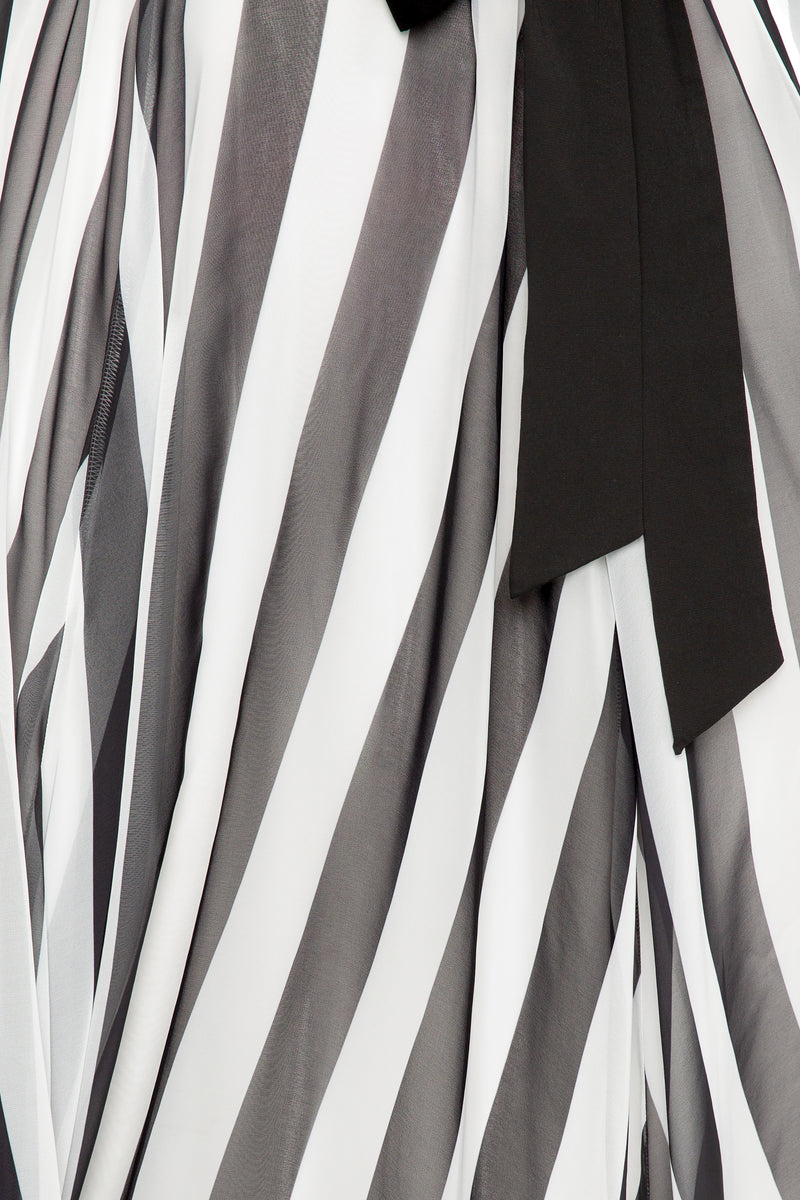 Buxom Couture Curvy Women Plus Size Stripe Surplice Maxi Dress Black and White
