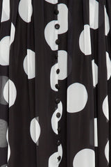 Buxom Couture Curvy Women Plus Size Polka Dot Halter Off Shoulder Maxi Dress Black and White Dot