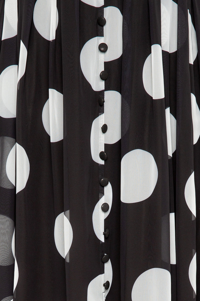 Buxom Couture Curvy Women Plus Size Polka Dot Halter Off Shoulder Maxi Dress Black and White Dot
