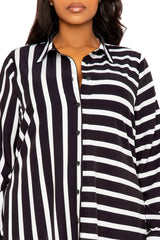 Mixed Stripe Maxi Shirt Dress