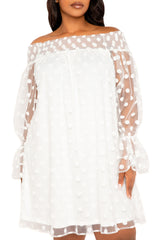 Off Shoulder Polka Dot Dress