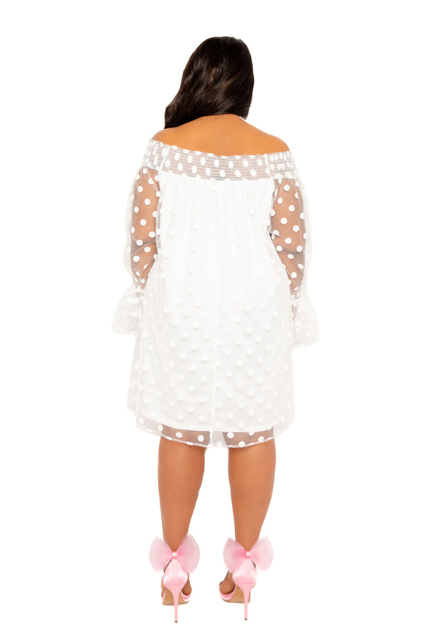 Off Shoulder Polka Dot Dress