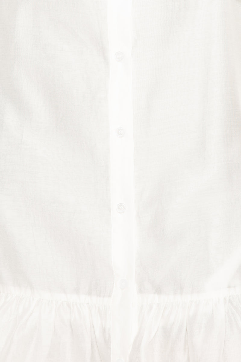 Buxom Couture Curvy Women Plus Size Skilky Voluminous Shirt Dress White
