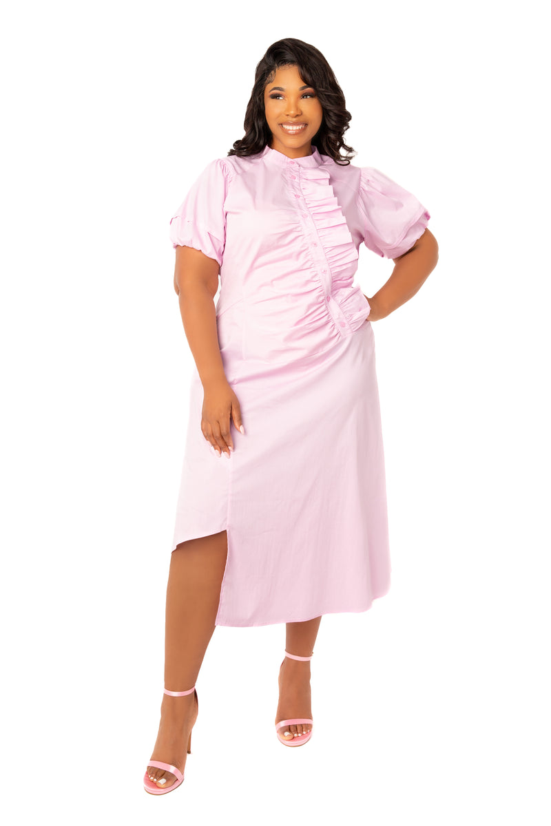 Asymmetrical Ruffle Shirt Dress Buxom Couture Asymmetrical Ruffle Shirt Dress Buxom Couture