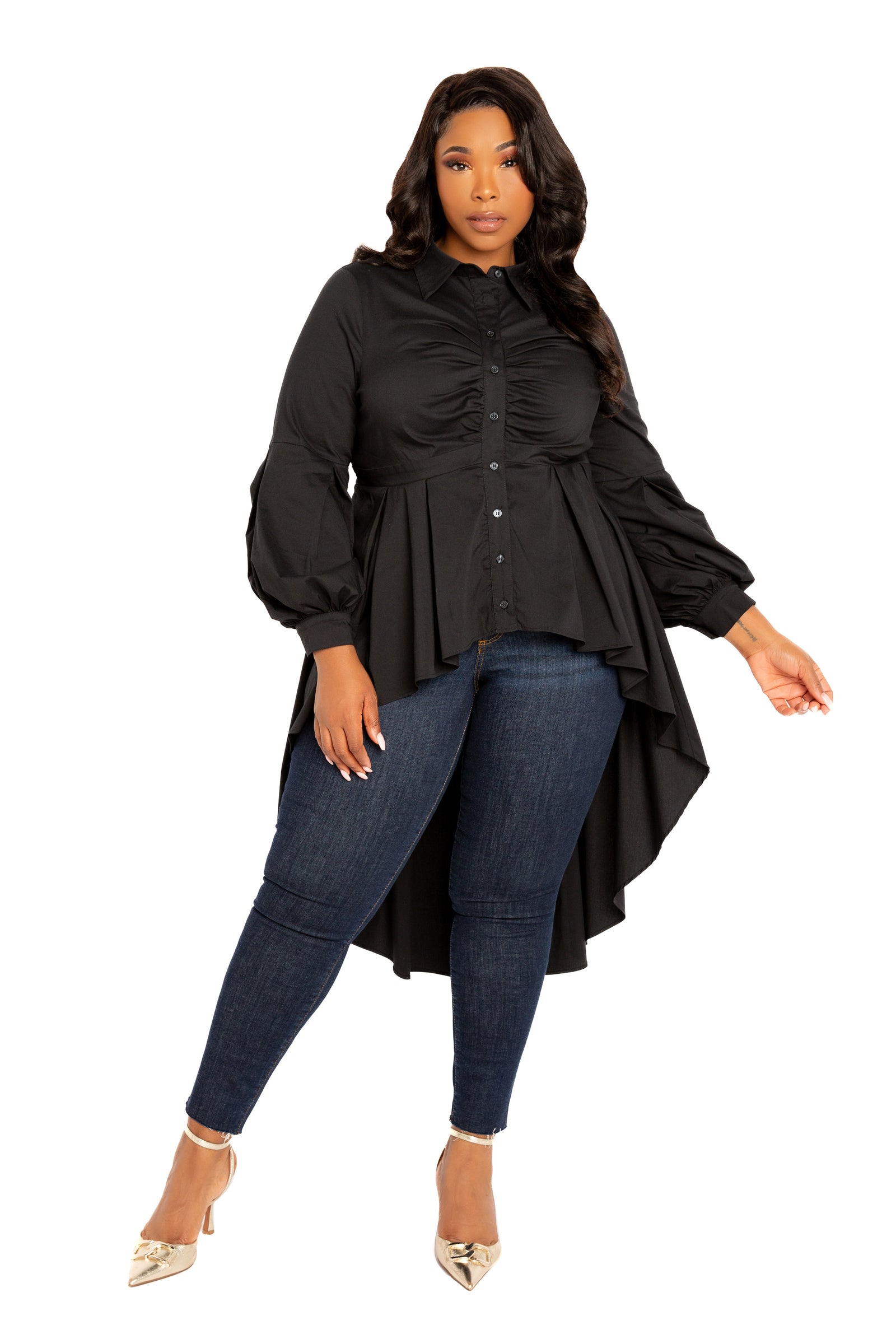 High-Low Peplum Blouse – Buxom Couture