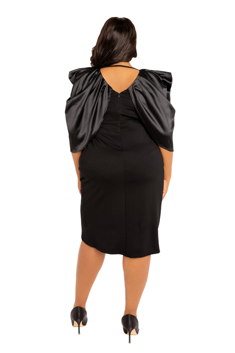 black satin draped dress Mi Jong Lee | Satin Drape Front Camisole Dress | Black