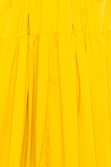 Buxom Couture Curvy Women Plus Size Puff Sleeve Tiered Shirt Dress Mustard Yellow