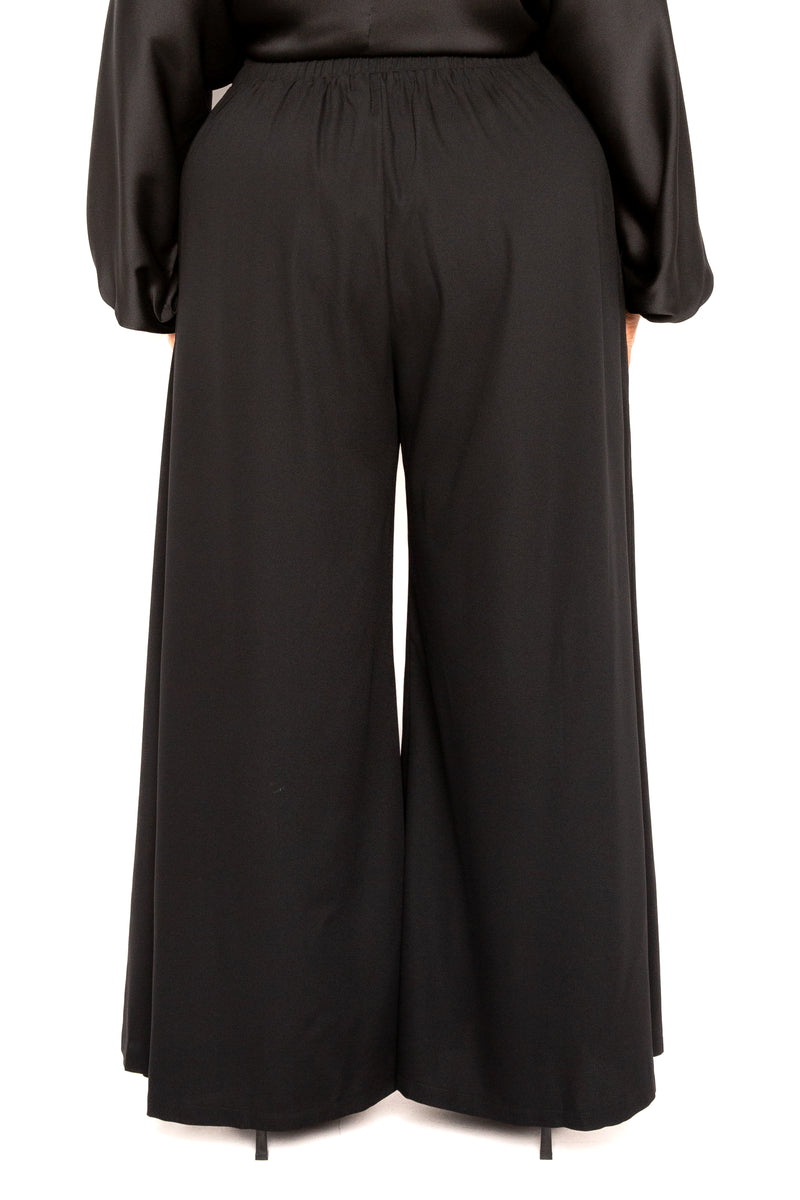 Buxom Couture Curvy Women Plus Size High Waisted Palazzo Pants Black