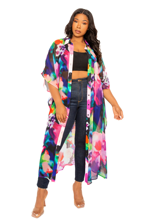 Print Shirtdress Coverup