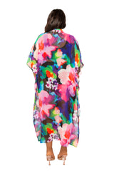 Buxom Couture Curvy Women Plus Size Print Shirtdress Coverup Pink Multi