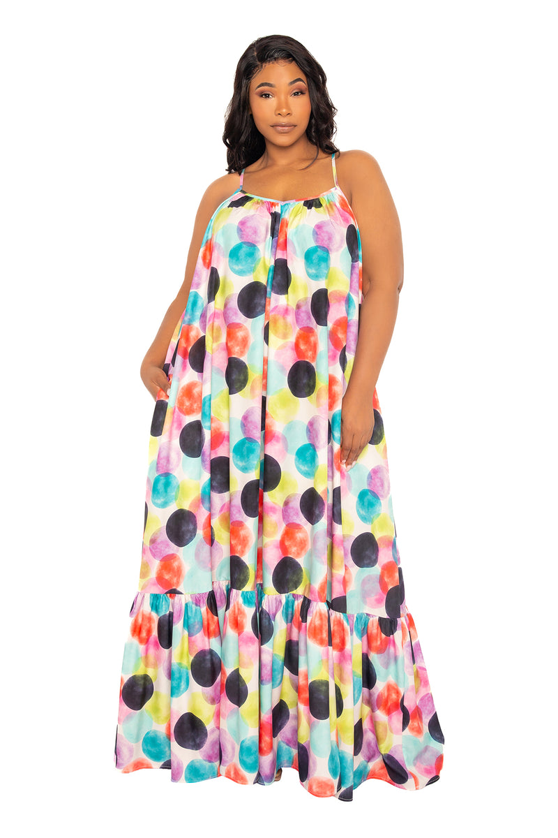Polka Dot Voluminous Maxi Dress Buxom Couture Polka Dot Voluminous Maxi Dress Buxom Couture