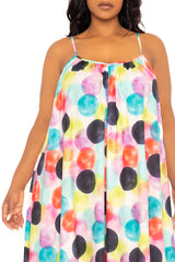 Buxom Couture Curvy Women Plus Size Pastel Polka Dot Voluminous Maxi Dress Violet Multi